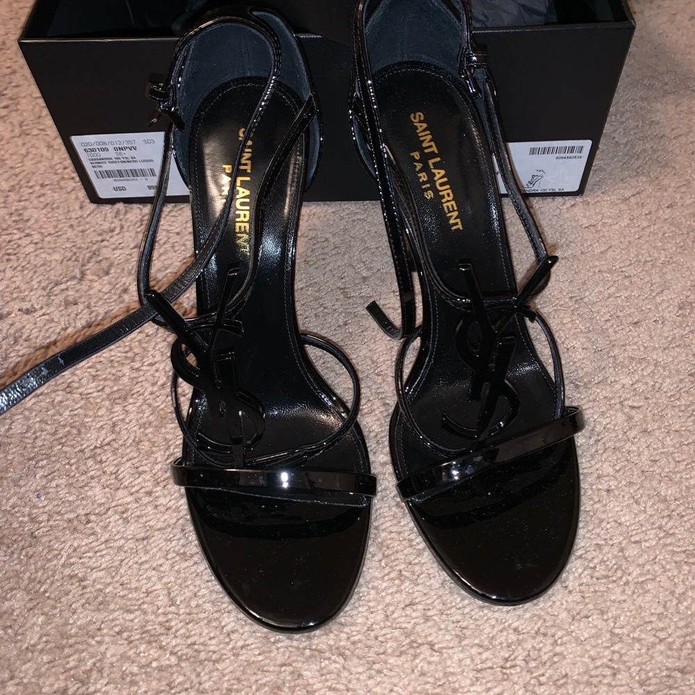 Patent Leather YSL Black sandal/heel 38 1/2